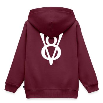 V8 - Kinder Premium Organic Hoodie - Burgunderrot - Hinten - AI Model Kid Female (0cm)