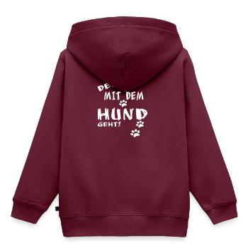 Der mit dem Hund gassi geht. - Kinder Premium Organic Hoodie - Burgunderrot - Hinten - AI Model Kid Female (0cm)