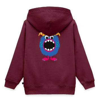 Buchstaben Monster O - Kinder Premium Organic Hoodie - Burgunderrot - Hinten - AI Model Kid Female (0cm)
