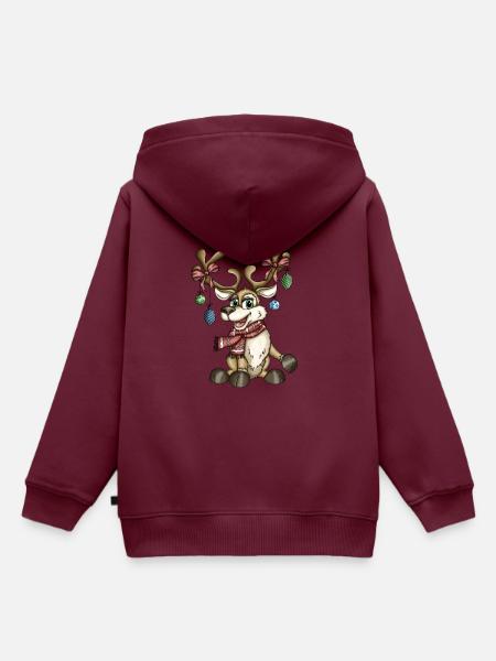 Rentier Rudi Version 2 - Kinder Premium Organic Hoodie - Burgunderrot
