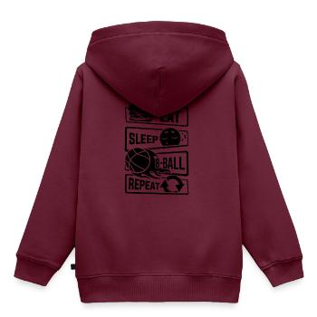 Eat Sleep Basketball Repeat - B-Ball Ballsport - Kinder Premium Organic Hoodie - Burgunderrot - Hinten - AI Model Kid Female (0cm)