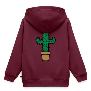 Cactus Kaktus Geschenkidee gift idea - Kinder Premium Organic Hoodie - Burgunderrot - Hinten - AI Model Kid Female (0cm)