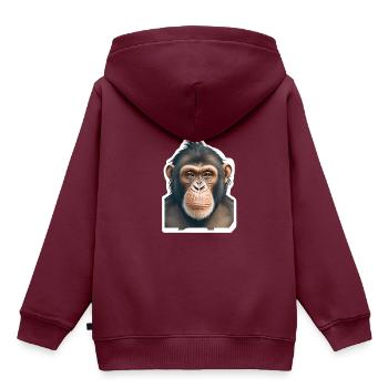 Schimpanse - Kinder Premium Organic Hoodie - Burgunderrot - Hinten - AI Model Kid Female (0cm)