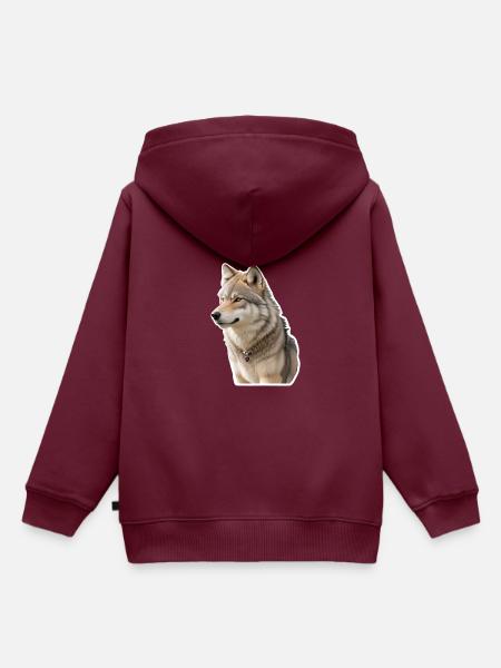 Wolf - Kinder Premium Organic Hoodie - Burgunderrot