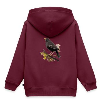 Amsel - Kinder Premium Organic Hoodie - Burgunderrot - Hinten - AI Model Kid Female (0cm)