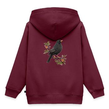 Amsel - Kinder Premium Organic Hoodie - Burgunderrot - Hinten - AI Model Kid Female (0cm)