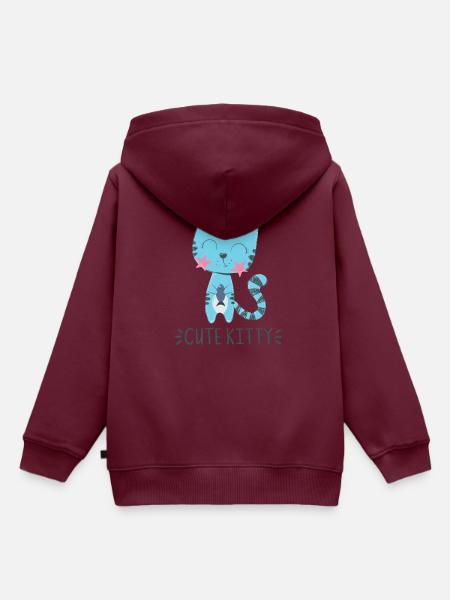 Süße Katze - Kinder Premium Organic Hoodie - Burgunderrot