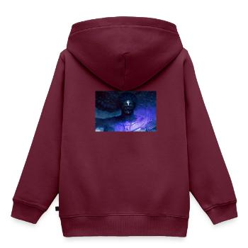 Dämon - Kinder Premium Organic Hoodie - Burgunderrot - Hinten - AI Model Kid Female (0cm)