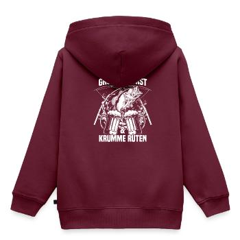 Großer Durst und krumme Ruten - Angler - Kinder Premium Organic Hoodie - Burgunderrot - Hinten - AI Model Kid Female (0cm)