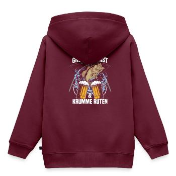 Großer Durst und krumme Ruten - Angler - Kinder Premium Organic Hoodie - Burgunderrot - Hinten - AI Model Kid Female (0cm)