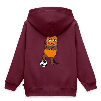 Die Maus mit Fussball - Kinder Premium Organic Hoodie - Burgunderrot - Hinten - AI Model Kid Female (0cm)