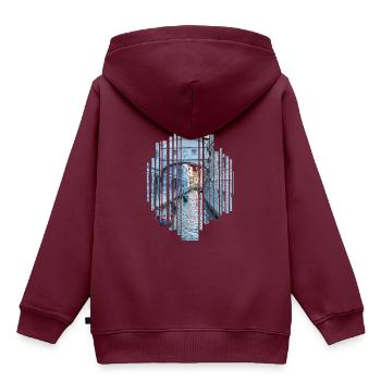 Venedig cut - Kinder Premium Organic Hoodie - Burgunderrot - Hinten - AI Model Kid Female (0cm)