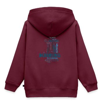 Duisburg in Wörtern - Kinder Premium Organic Hoodie - Burgunderrot - Hinten - AI Model Kid Female (0cm)