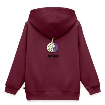 Zwiebel Onion www.vincebee.de - Kinder Premium Organic Hoodie - Burgunderrot - Hinten - AI Model Kid Female (0cm)