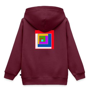 Center quadrat - Kinder Premium Organic Hoodie - Burgunderrot - Hinten - AI Model Kid Female (0cm)