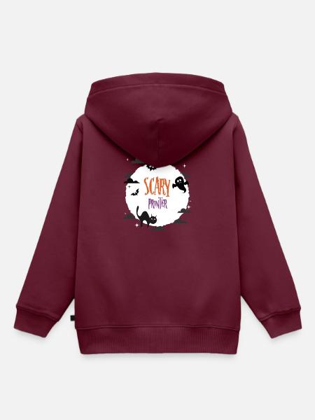 Gruseliger Drucker - Kinder Premium Organic Hoodie - Burgunderrot