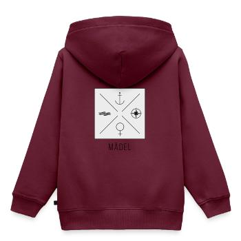 Waterkant Maedel - Kinder Premium Organic Hoodie - Burgunderrot - Hinten - AI Model Kid Female (0cm)
