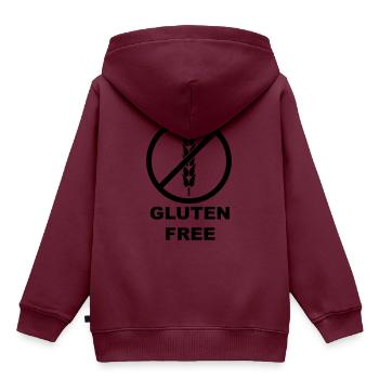 Gluten Free - Kinder Premium Organic Hoodie - Burgunderrot - Hinten - AI Model Kid Female (0cm)