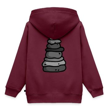 Steinmännchen cairn Glücksbringer - Kinder Premium Organic Hoodie - Burgunderrot - Hinten - AI Model Kid Female (0cm)