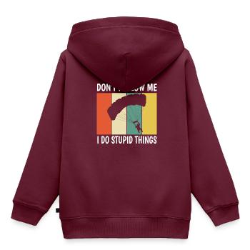 Fallschirm - Kinder Premium Organic Hoodie - Burgunderrot - Hinten - AI Model Kid Female (0cm)
