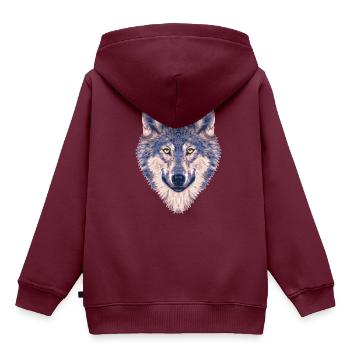Wolf - Kinder Premium Organic Hoodie - Burgunderrot - Hinten - AI Model Kid Female (0cm)