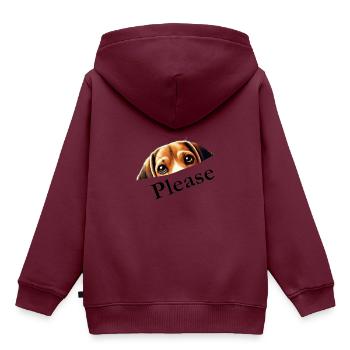 Beagle Please - Kinder Premium Organic Hoodie - Burgunderrot - Hinten - AI Model Kid Female (0cm)