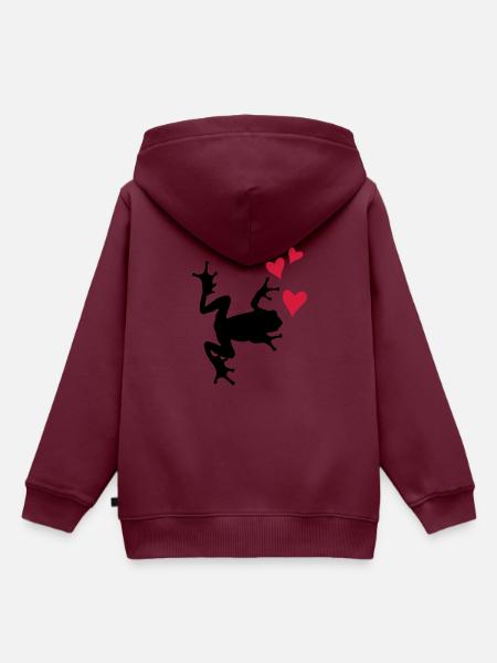 frosch silhouette herz - Kinder Premium Organic Hoodie - Burgunderrot