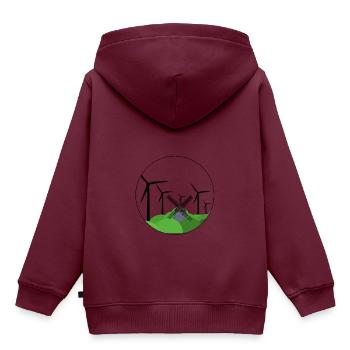 Windrad / Windmühle - Kinder Premium Organic Hoodie - Burgunderrot - Hinten - AI Model Kid Female (0cm)