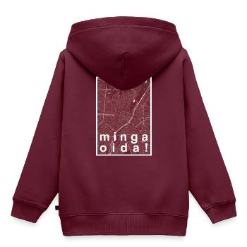 München Hipster Stadt Karte rot minga oida! - Kinder Premium Organic Hoodie - Burgunderrot - Hinten - AI Model Kid Female (0cm)