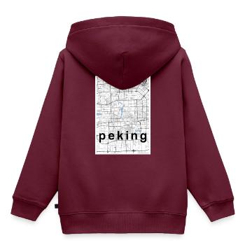 Peking Hipster Stadt Karte schwarz weiß - Kinder Premium Organic Hoodie - Burgunderrot - Hinten - AI Model Kid Female (0cm)