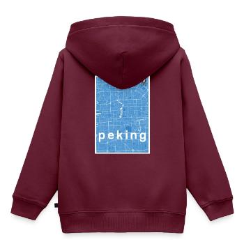 Peking Hipster Stadt Karte blau - Kinder Premium Organic Hoodie - Burgunderrot - Hinten - AI Model Kid Female (0cm)