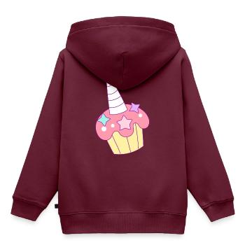 Muffin - Kinder Premium Organic Hoodie - Burgunderrot - Hinten - AI Model Kid Female (0cm)