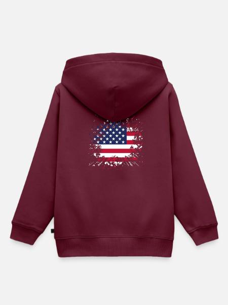 US Flagge - Kinder Premium Organic Hoodie - Burgunderrot