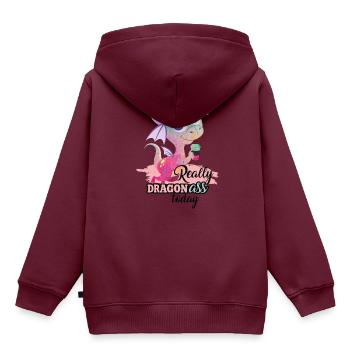 REALLY DRAGON - Kinder Premium Organic Hoodie - Burgunderrot - Hinten - AI Model Kid Female (0cm)