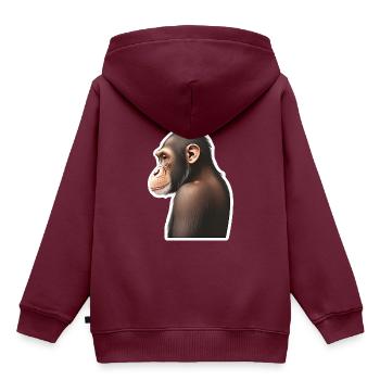 Schimpanse - Kinder Premium Organic Hoodie - Burgunderrot - Hinten - AI Model Kid Female (0cm)