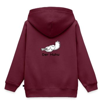 Der Huhu - Kinder Premium Organic Hoodie - Burgunderrot - Hinten - AI Model Kid Female (0cm)
