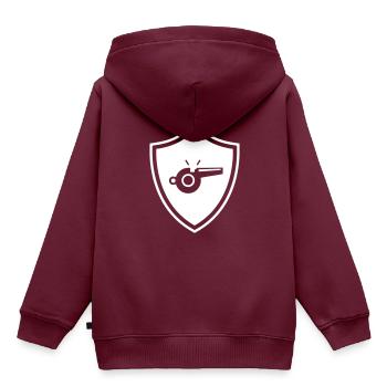 Trillerpfeife Pfeife Wappen - Kinder Premium Organic Hoodie - Burgunderrot - Hinten - AI Model Kid Female (0cm)