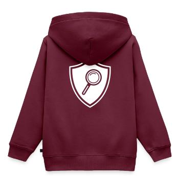Lupe Wappen - Kinder Premium Organic Hoodie - Burgunderrot - Hinten - AI Model Kid Female (0cm)