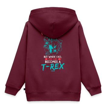 T-Rex - Kinder Premium Organic Hoodie - Burgunderrot - Hinten - AI Model Kid Female (0cm)