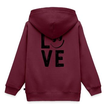Love Smile Liebe Herzchen Herzen Lachen Happy - Kinder Premium Organic Hoodie - Burgunderrot - Hinten - AI Model Kid Female (0cm)
