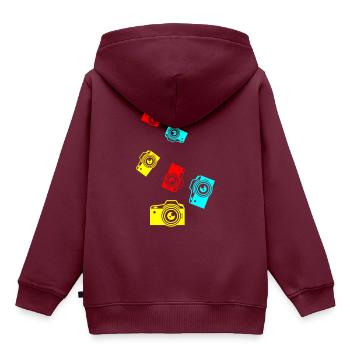 Kamera Silhouette icon - Kinder Premium Organic Hoodie - Burgunderrot - Hinten - AI Model Kid Female (0cm)