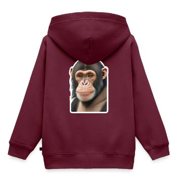 Schimpanse - Kinder Premium Organic Hoodie - Burgunderrot - Hinten - AI Model Kid Female (0cm)