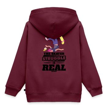 Skateboard Unfall Skater lustiger Spruch - Kinder Premium Organic Hoodie - Burgunderrot - Hinten - AI Model Kid Female (0cm)