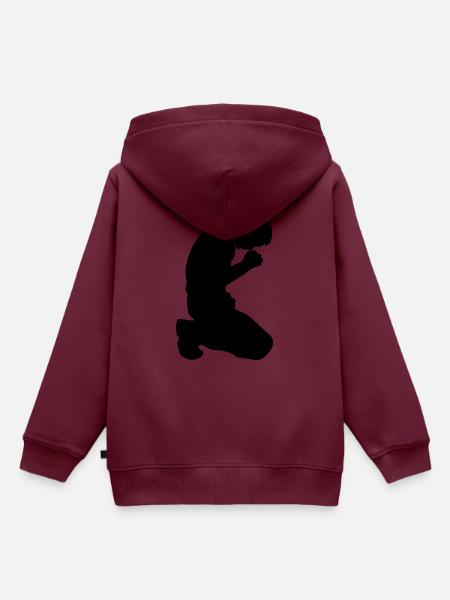 Prayer Silhouette - Kinder Premium Organic Hoodie - Burgunderrot