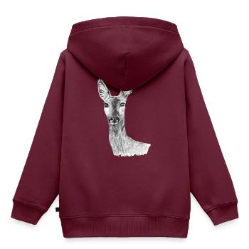 Rogen - Kinder Premium Organic Hoodie - Burgunderrot - Hinten - AI Model Kid Female (0cm)
