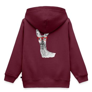 Rogen - Kinder Premium Organic Hoodie - Burgunderrot - Hinten - AI Model Kid Female (0cm)