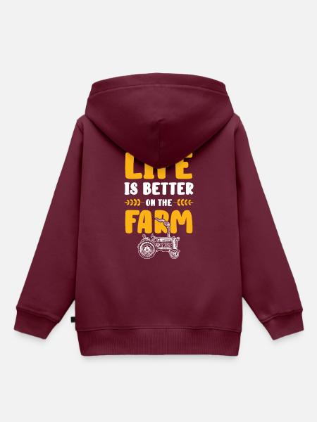 farm leben farmer - Kinder Premium Organic Hoodie - Burgunderrot