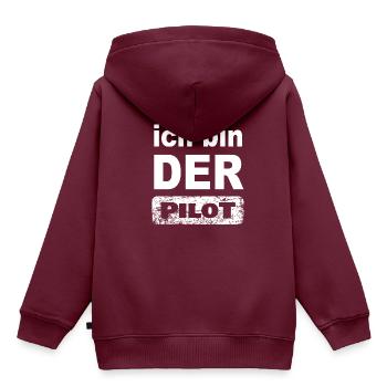 Ich bin Pilot - Kinder Premium Organic Hoodie - Burgunderrot - Hinten - AI Model Kid Female (0cm)