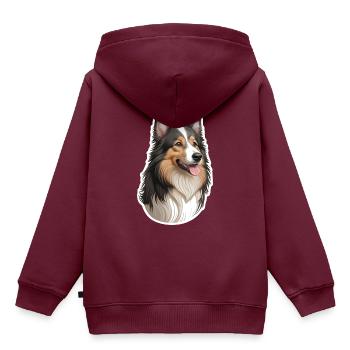 Collie - Kinder Premium Organic Hoodie - Burgunderrot - Hinten - AI Model Kid Female (0cm)