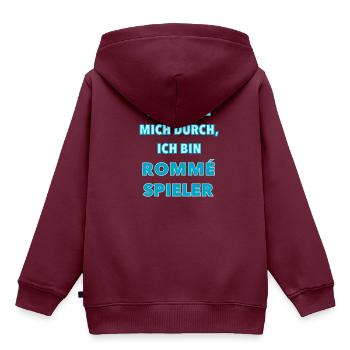 Rommè Rommee Geschenk doppelkopf Rummikub Rummy - Kinder Premium Organic Hoodie - Burgunderrot - Hinten - AI Model Kid Female (0cm)